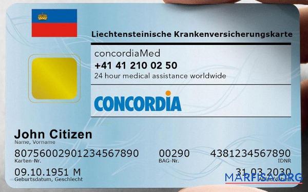 Liechtenstein Gesundheit Versicherung Karte Vorlage