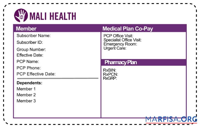 Mali Gesundheit Versicherung Karte Mockup
