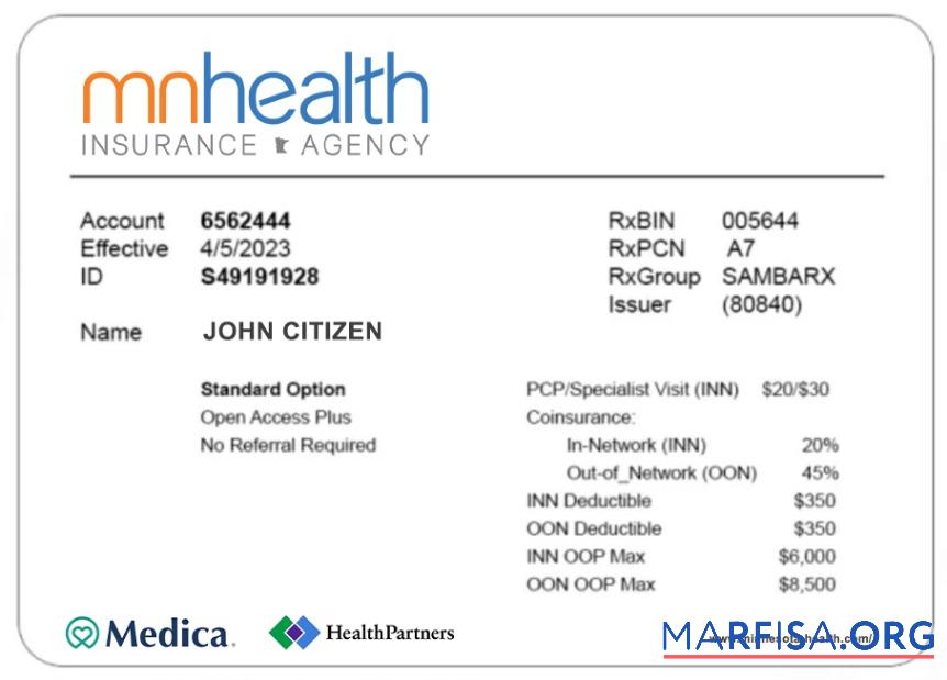 Minnesota Gesundheit Versicherung Karte Design