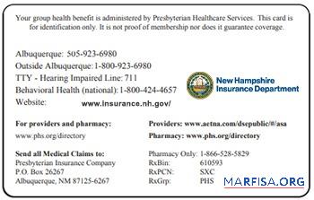 Neu Hampshire Gesundheit Versicherung Karte Vorlage
