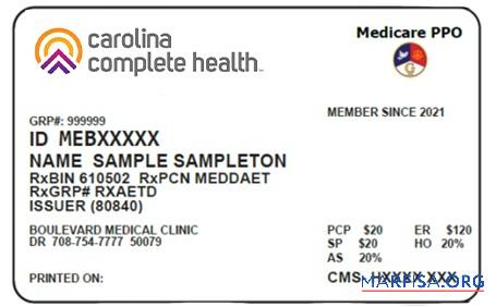 North Carolina Gesundheit Versicherung Karte Vorlage