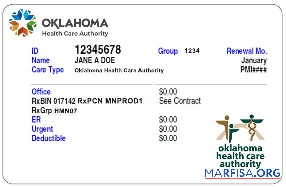 Oklahoma Gesundheit Versicherung Karte Vorlage