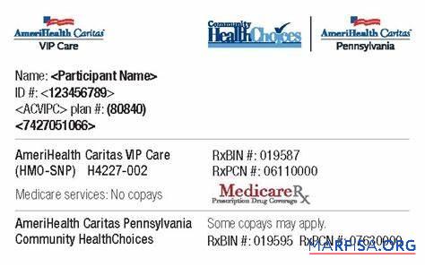 Pennsylvania Community of HealthChoices Gesundheit Versicherung Karte Mockup