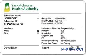 Saskatchewan Gesundheit Versicherung Karte Mockup