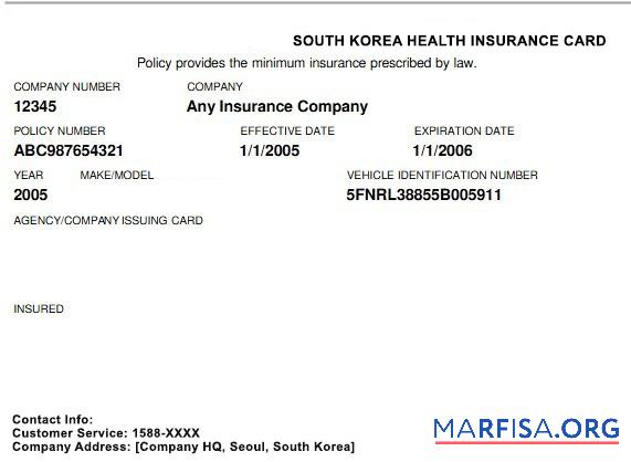 Südkorea Gesundheit Versicherung Karte Design