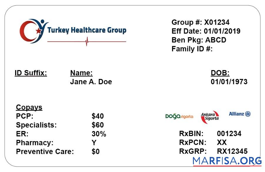 Türkei Gesundheit Versicherung Karte Vorlage