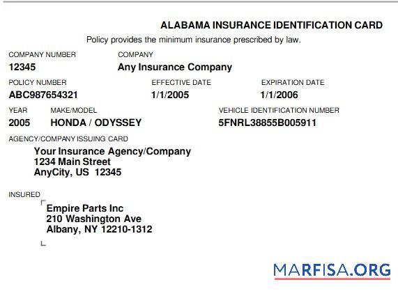 USA Alabama Gesundheit Versicherung Personalausweis Vorlage
