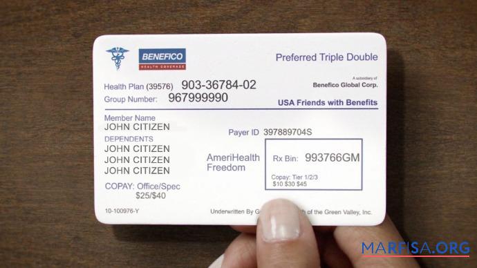 USA Benefico Gesundheit coverage Gesundheit Versicherung Karte Design