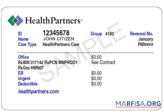 USA HealthPartners Gesundheit Versicherung Karte Design