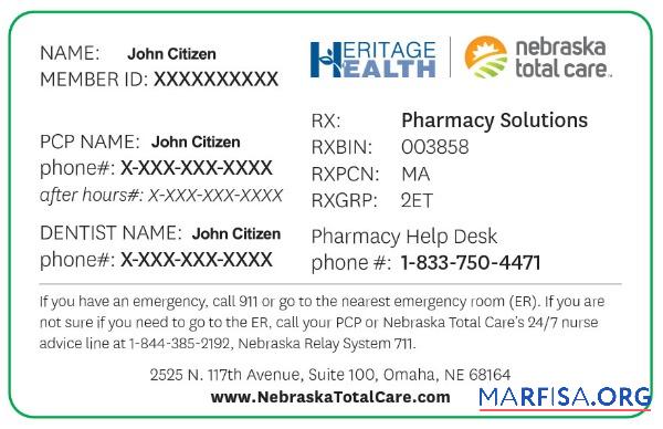 USA Nebraska total care Gesundheit Versicherung Karte Design