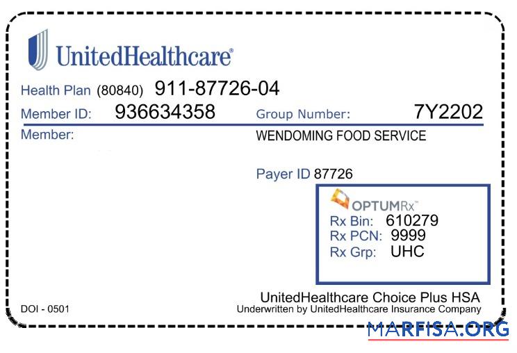 USA UnitedHealthCare Gesundheit Versicherung Karte Design