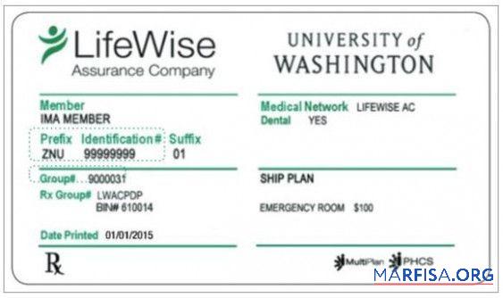 USA Universität of Washington LifeWise Unternehmen Gesundheit Versicherung Karte Mockup