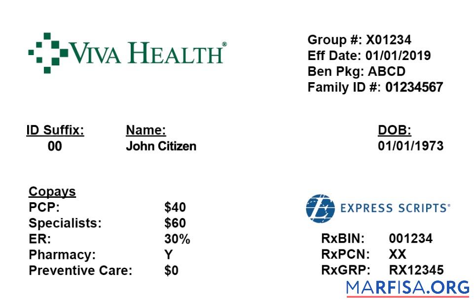 USA VivaHealth Gesundheit Versicherung Karte Design