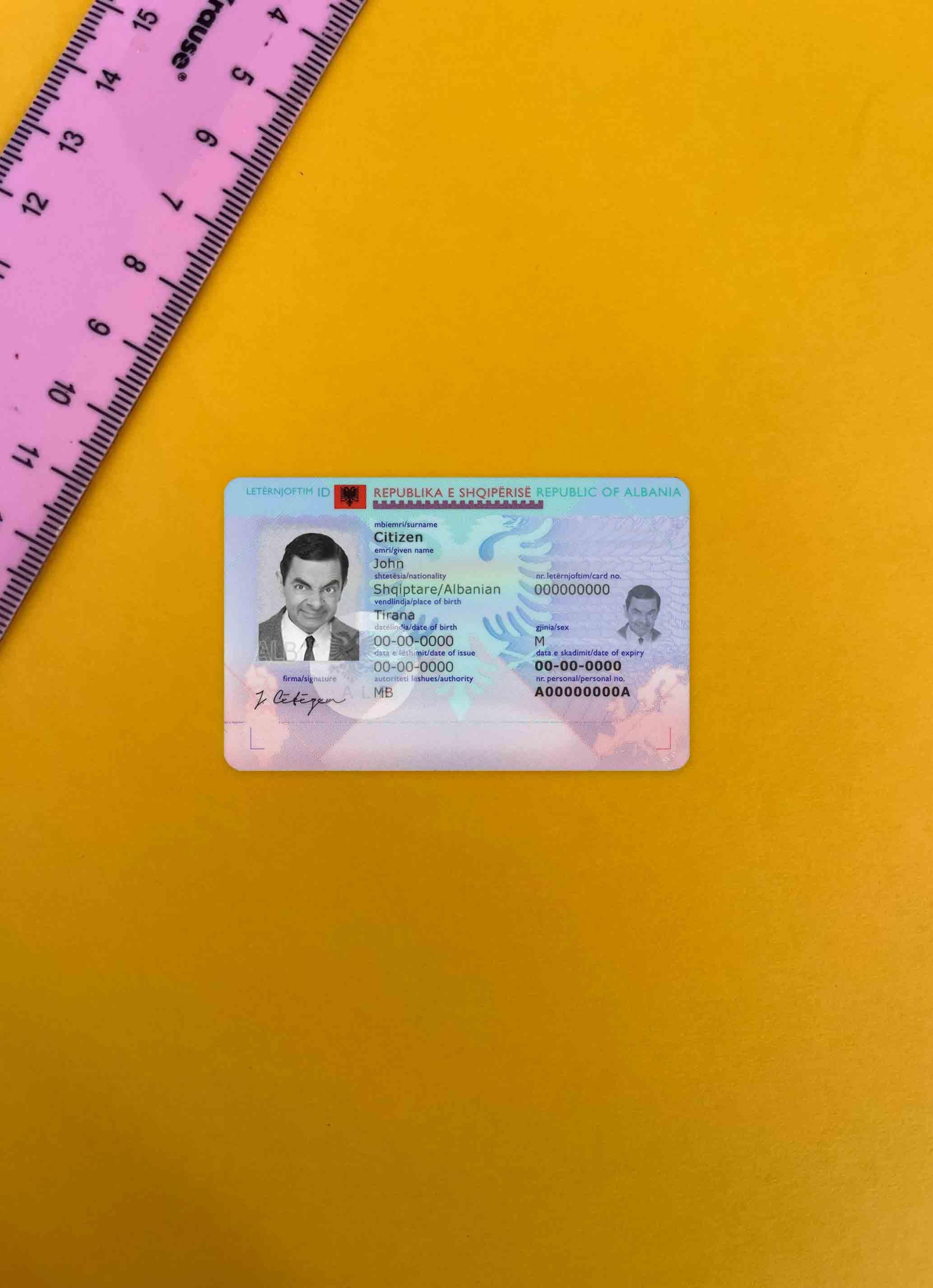 Албания ID фотообраз Лицевая сторона шаблон