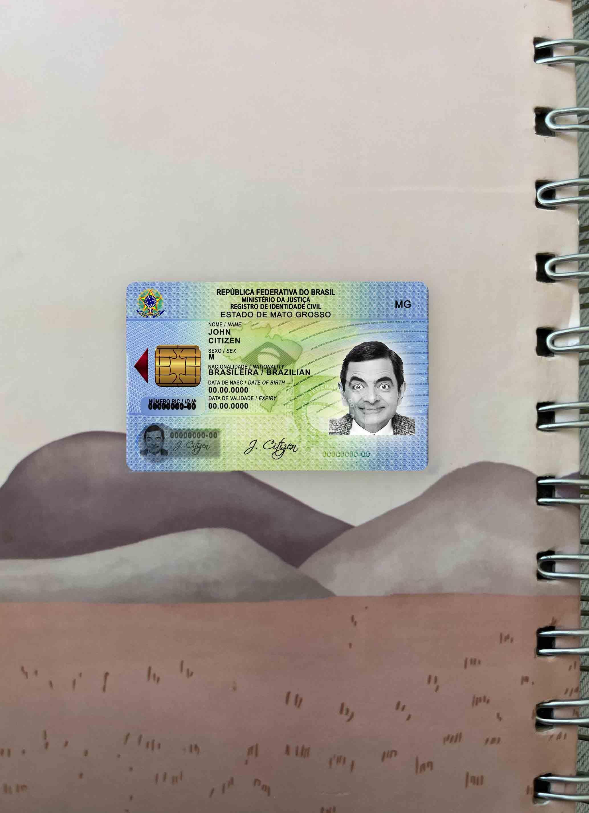 Реалистичный Бразилия ID Шаблон (from 2009) фотообраз Лицевая сторона