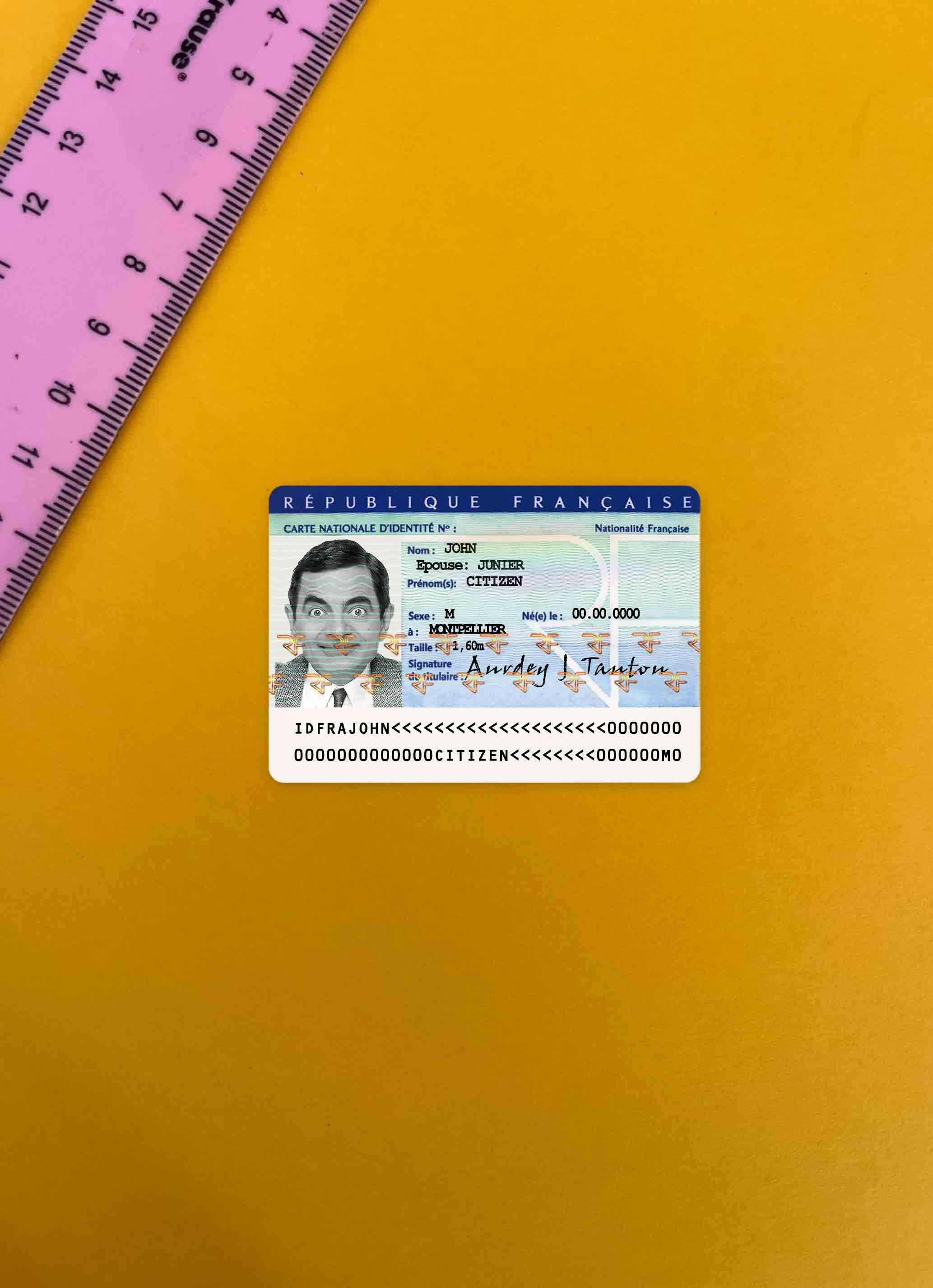 Франция ID фотообраз Лицевая сторона шаблон