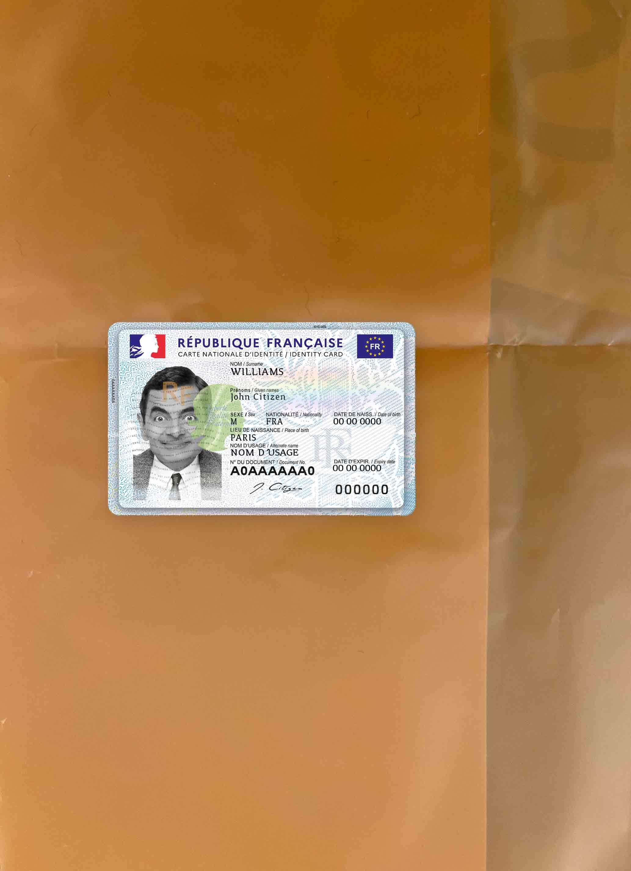 Франция Новый ID (2021 March Настоящий) фотообраз Лицевая сторона шаблон