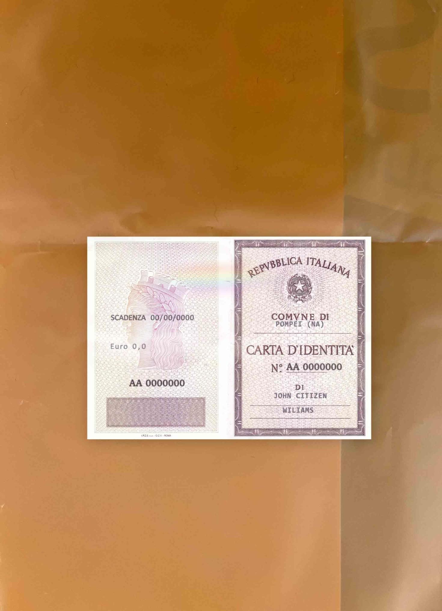 Италия Удостоверение личности Карта (La Carta DΓÇÖIdentitaΓÇÖ Italiana) фотообраз Лицевая сторона дизайн