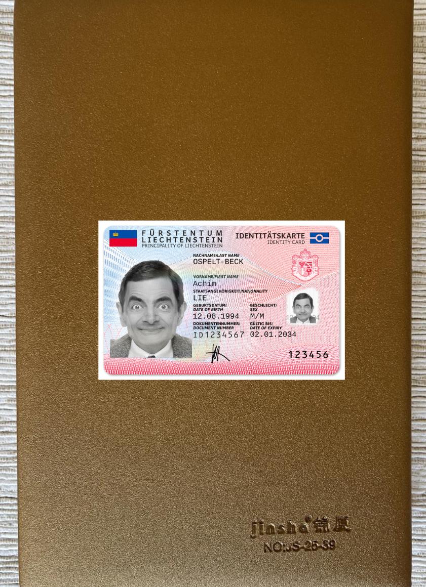 Лихтенштейн Удостоверение личности 2024 Настоящий фотообраз Лицевая сторона образец