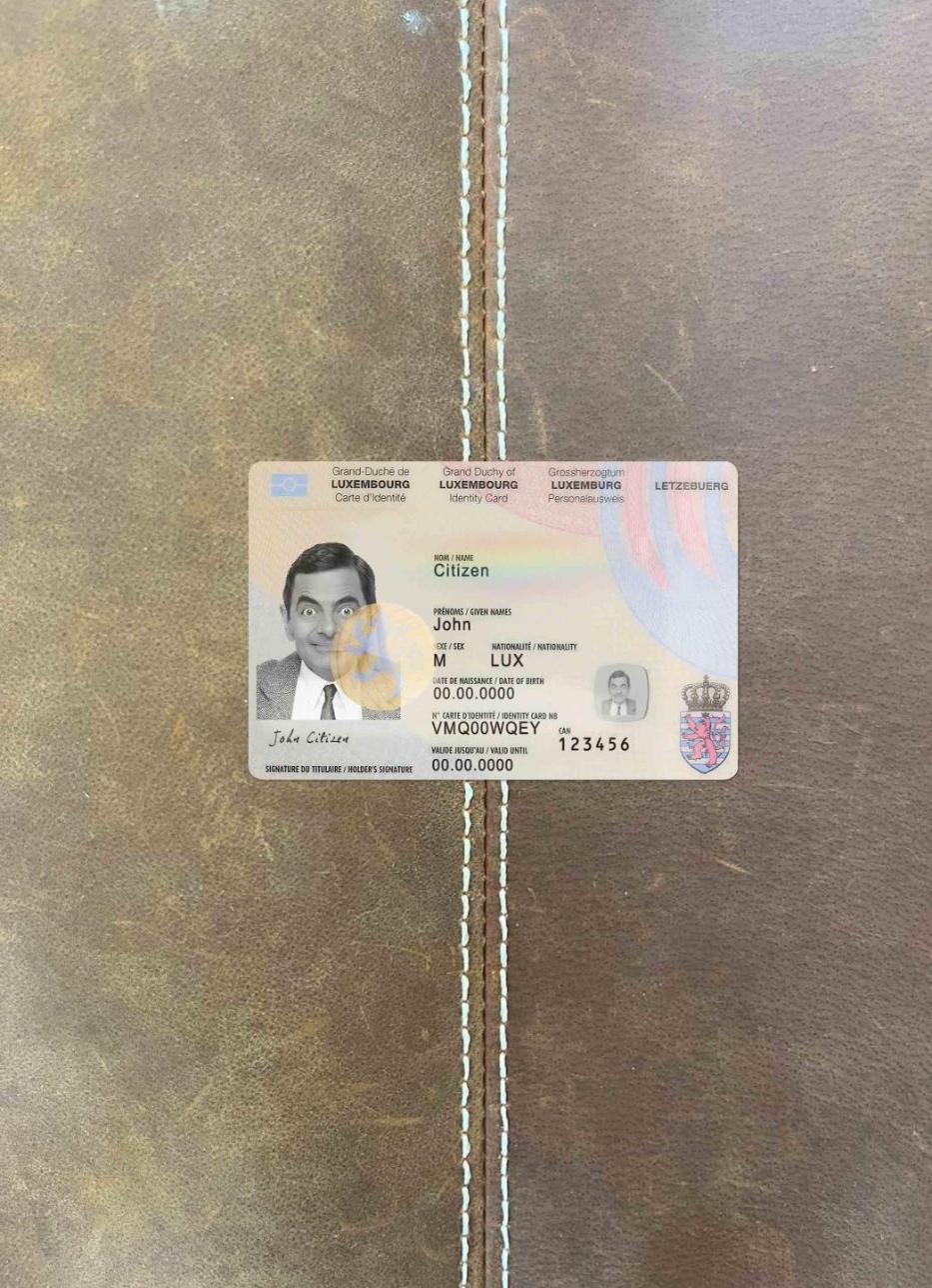 Люксембург Удостоверение личности фотообраз Лицевая сторона шаблон