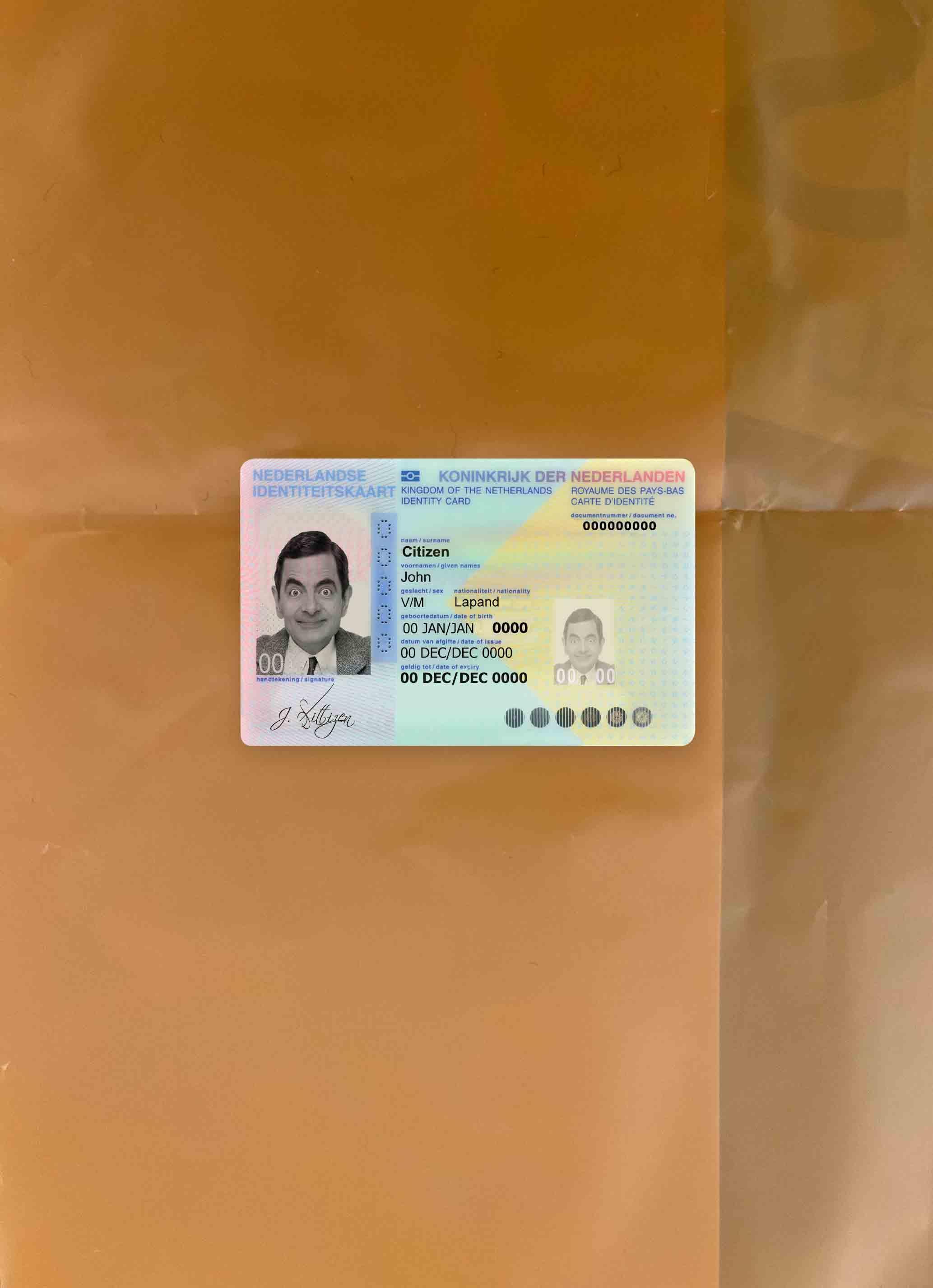 Нидерланды ID фотообраз Лицевая сторона образец