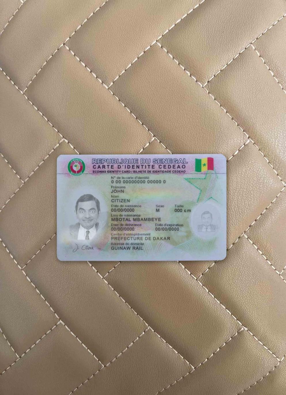 Сенегал ID фотообраз Лицевая сторона макет