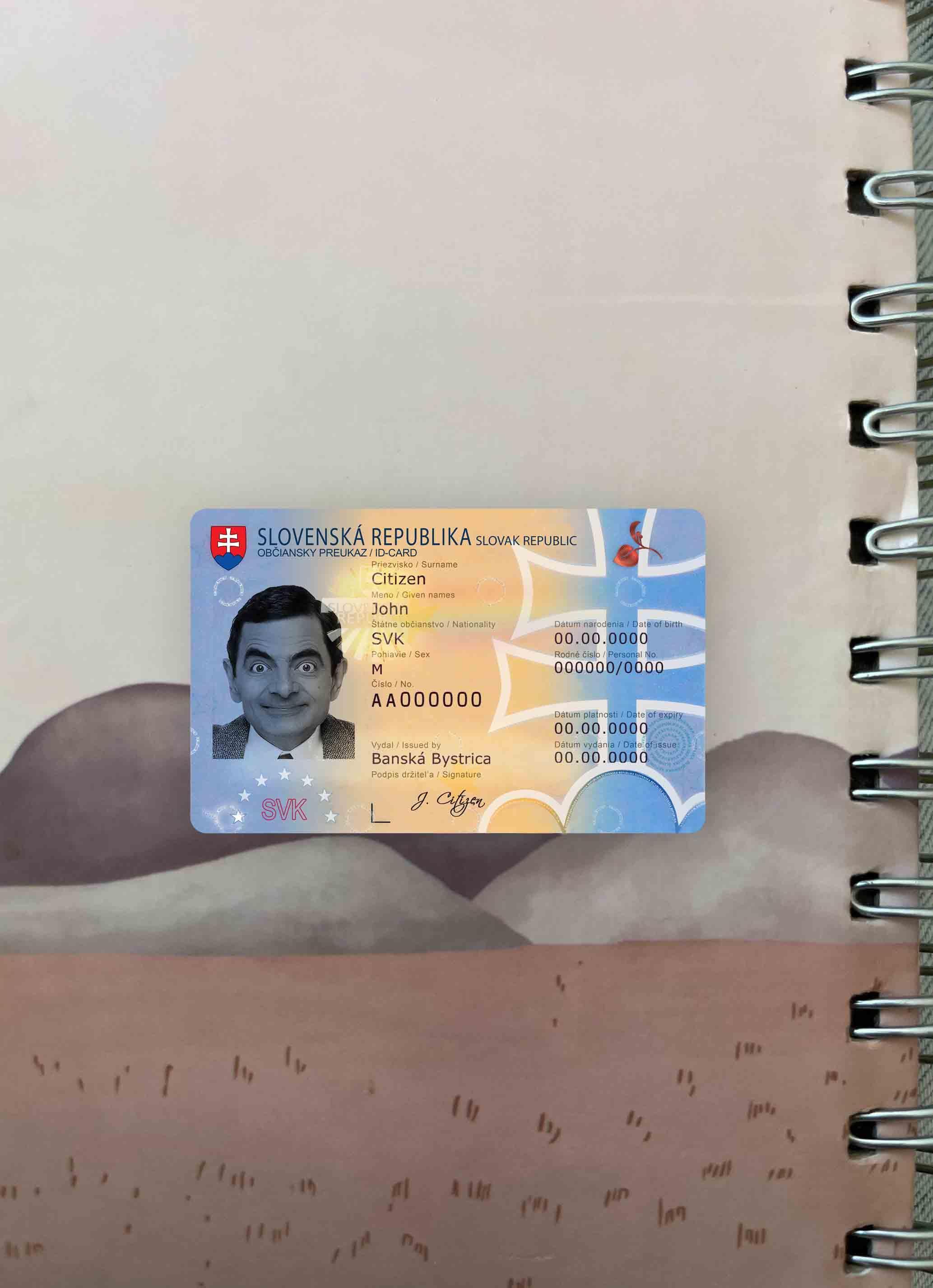 Словакия ID фотообраз Лицевая сторона шаблон