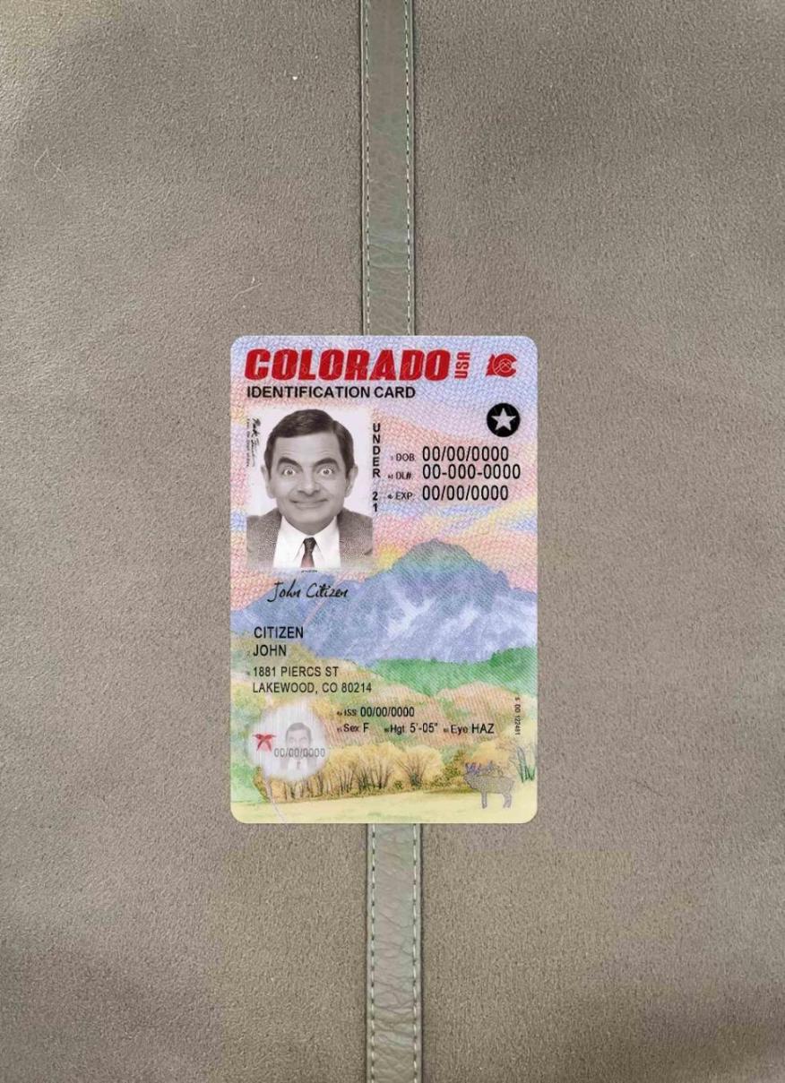 США Colorado Удостоверение личности under 21 фотообраз Лицевая сторона дизайн