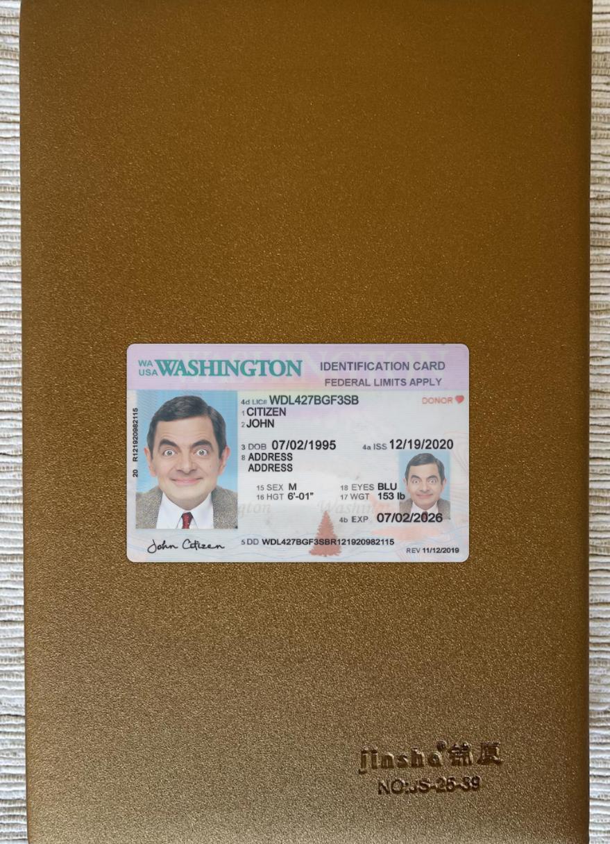 США Washington Удостоверение личности 2020 Настоящий фотообраз Лицевая сторона образец