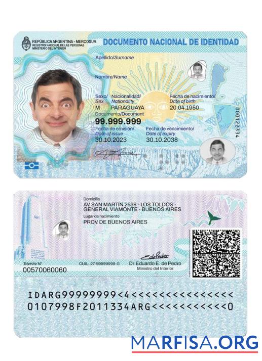 Argentinien Personalausweis 2023 Gegenwärtig Vorschau