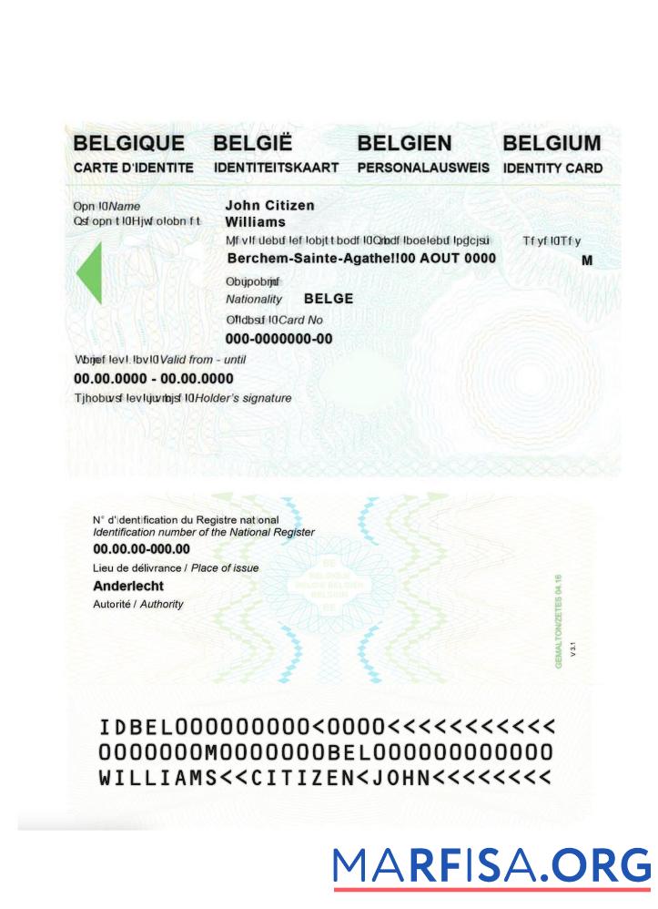 Belgien Ausweis Karte Vorschau