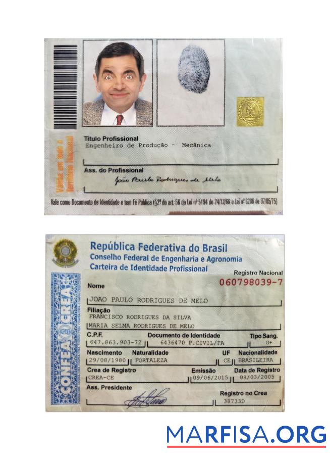 Brasilien Professionell Ausweis Karte Probe
