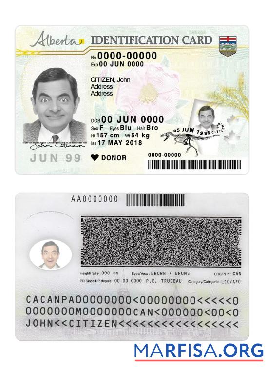Kanada Alberta Personalausweis Vorlage