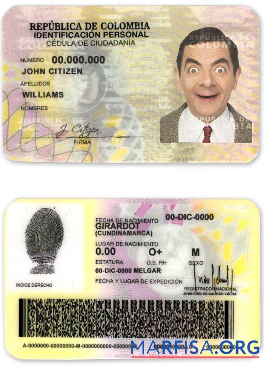Kolumbien Ausweis (2010 ΓÇô 2020) Design