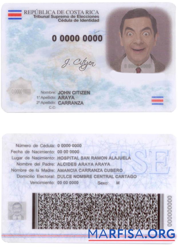 Costa Rica Ausweis Probe