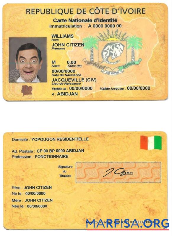 Cote DΓÇÖIvoire Ausweis Probe