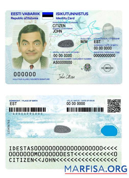 Estland Personalausweis 2018 Gegenwärtig Version 2 Design