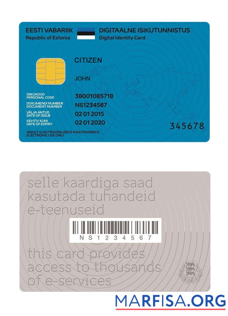 Estland digital Personalausweis 2018 Gegenwärtig Design