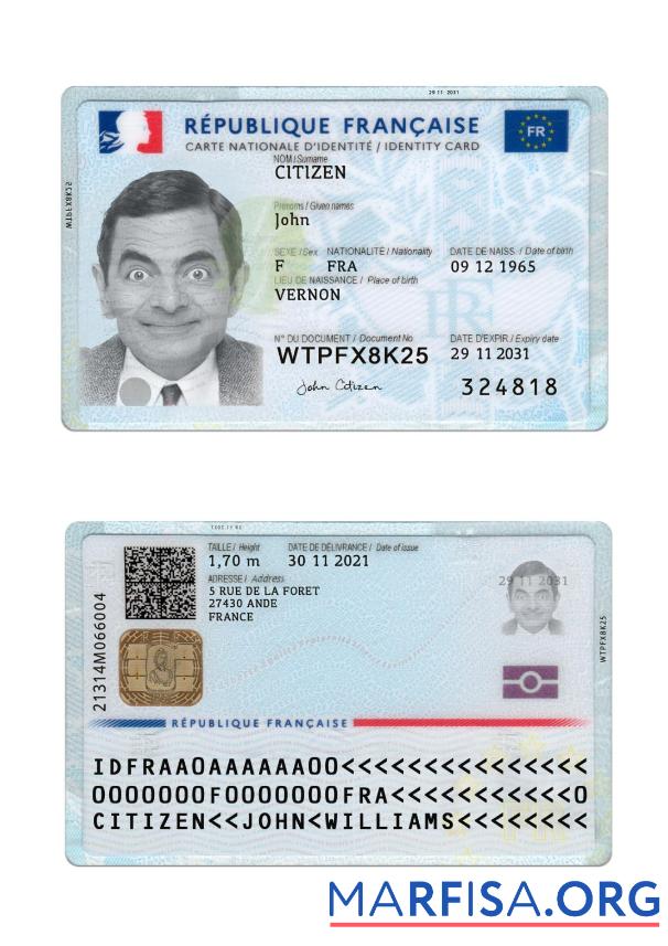 Frankreich Personalausweis 2021 Gegenwärtig Version 2 Mockup