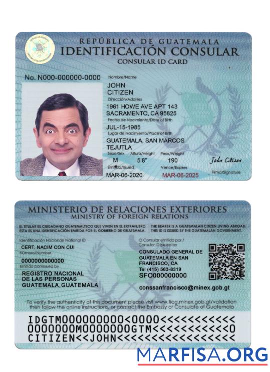 Guatemala consular Personalausweis Probe