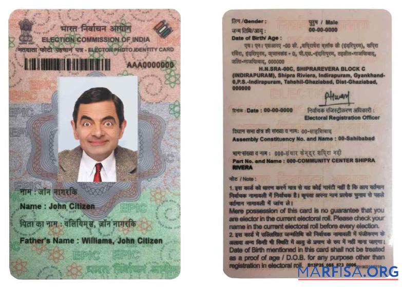 Indien Election Ausweis Vorschau
