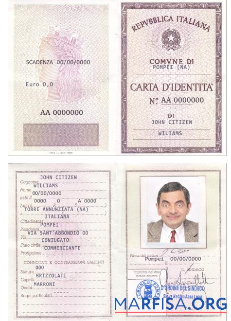 Italien Ausweis Karte (La Carta DΓÇÖIdentitaΓÇÖ Italiana) Vorlage