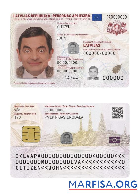 Lettland Personalausweis, 2019 Gegenwärtig Mockup
