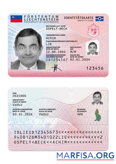 Liechtenstein Personalausweis 2024 Gegenwärtig Mockup
