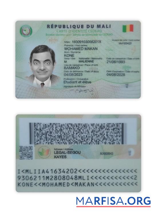 Mali Personalausweis Vorlage