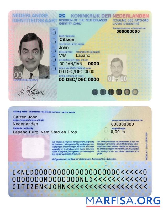 Niederlande Ausweis Vorlage
