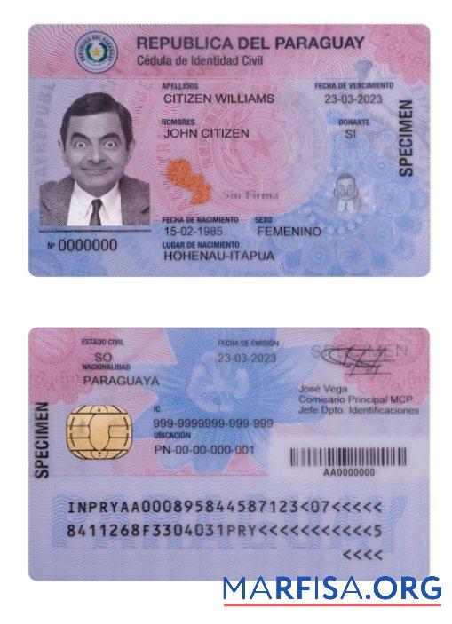 Paraguay Personalausweis 2023 Gegenwärtig Mockup