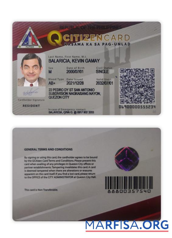 Pilippines citizen Personalausweis Vorlage