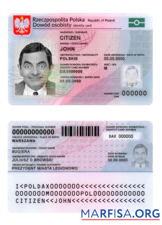 Polen Personalausweis 2019 Gegenwärtig Version 2 Vorlage