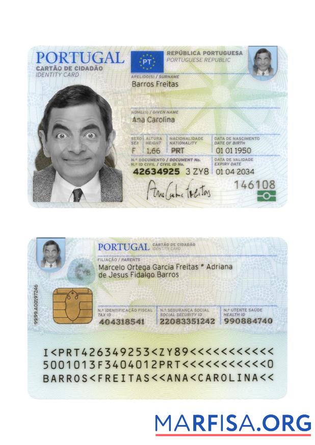 Portugal Personalausweis 2024 Gegenwärtig Mockup